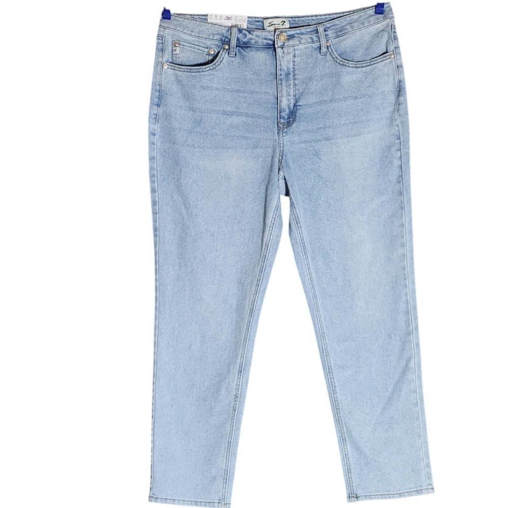 NWT Seven7 Women's 14 Key West 90s Straight High Rise Stretch Denim Jeans Blue